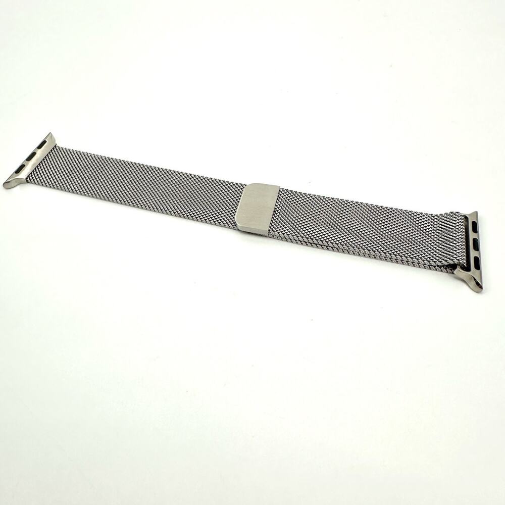 Apple Watchband in Silver Mesh with Magnetic Clasp and Adjustable Fit
